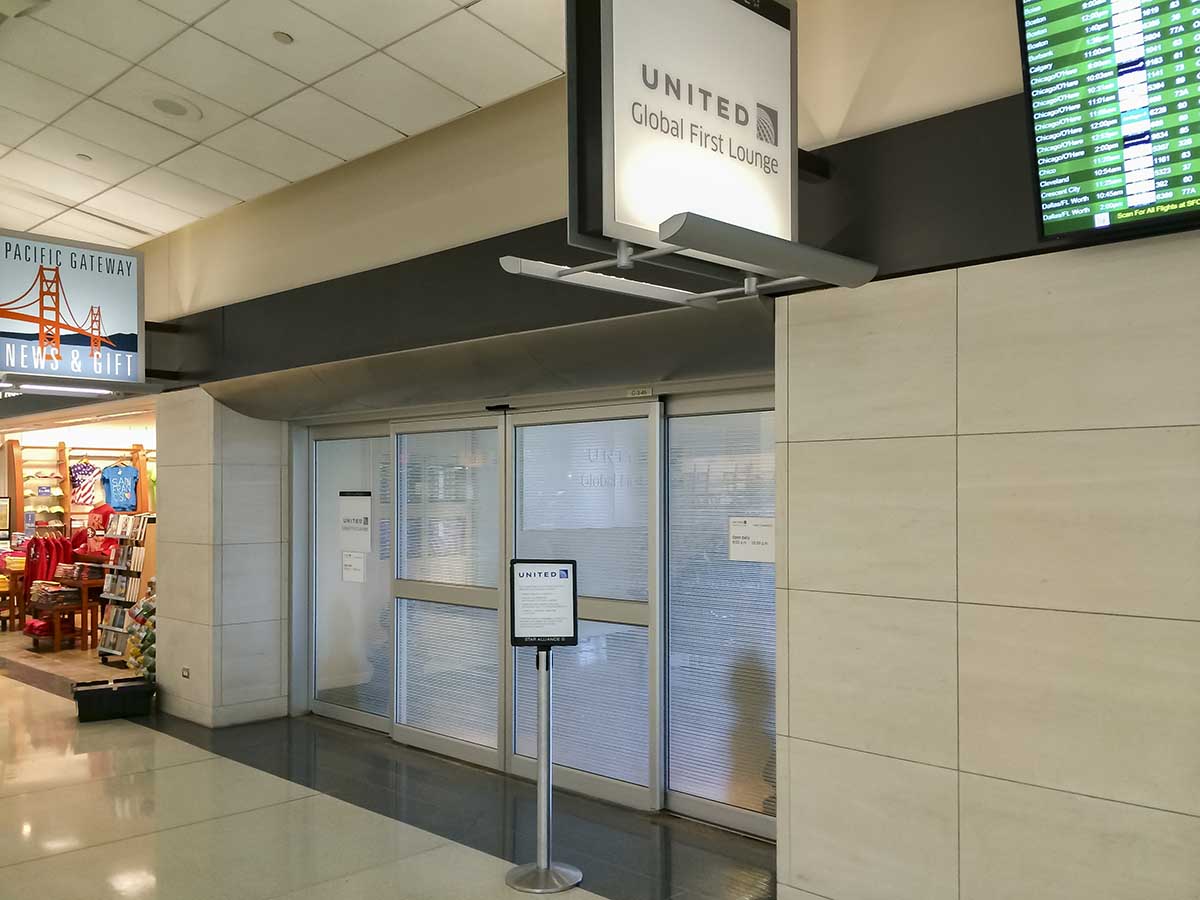 Entrance to the United global first lounge SFO