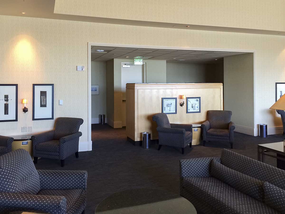 Individual rooms in the United global first lounge SFO