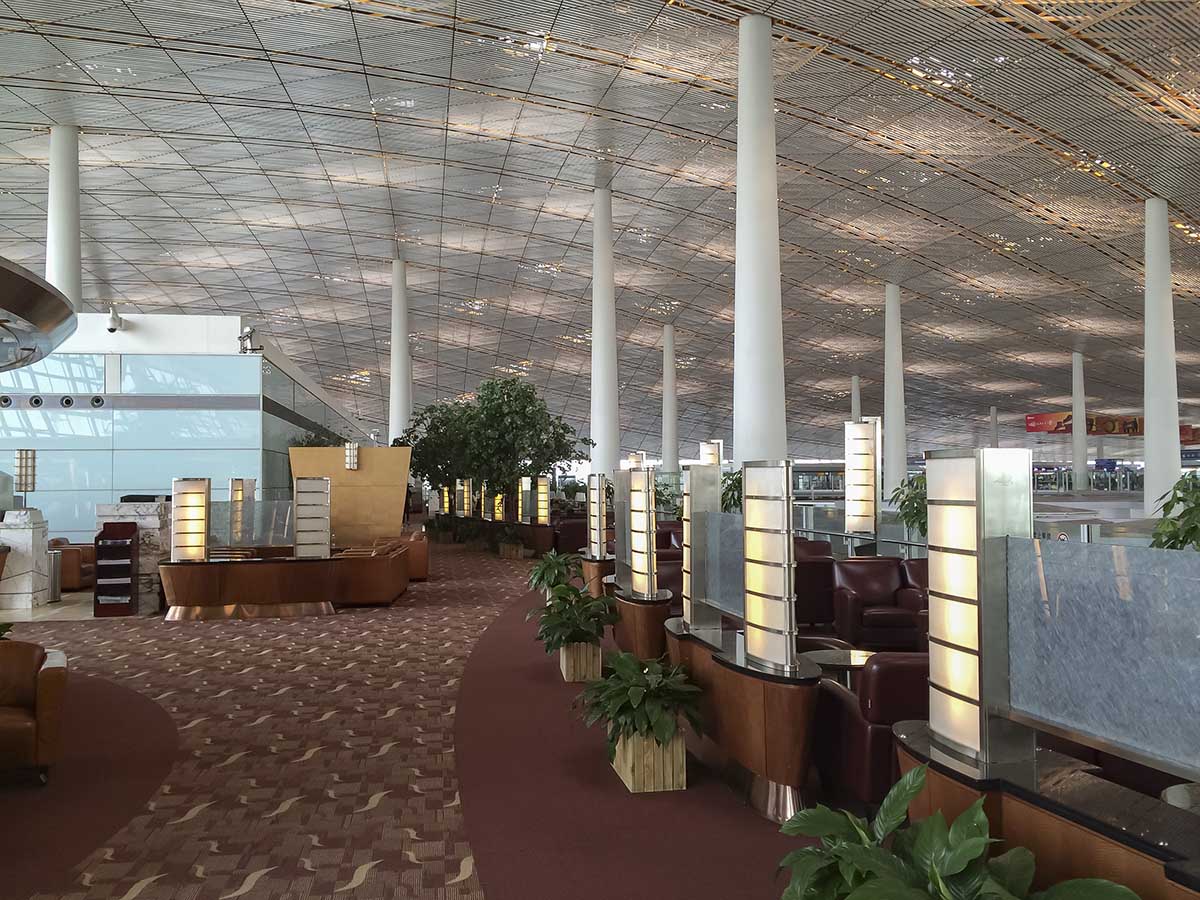 Air China first class lounge Beijing airport overview