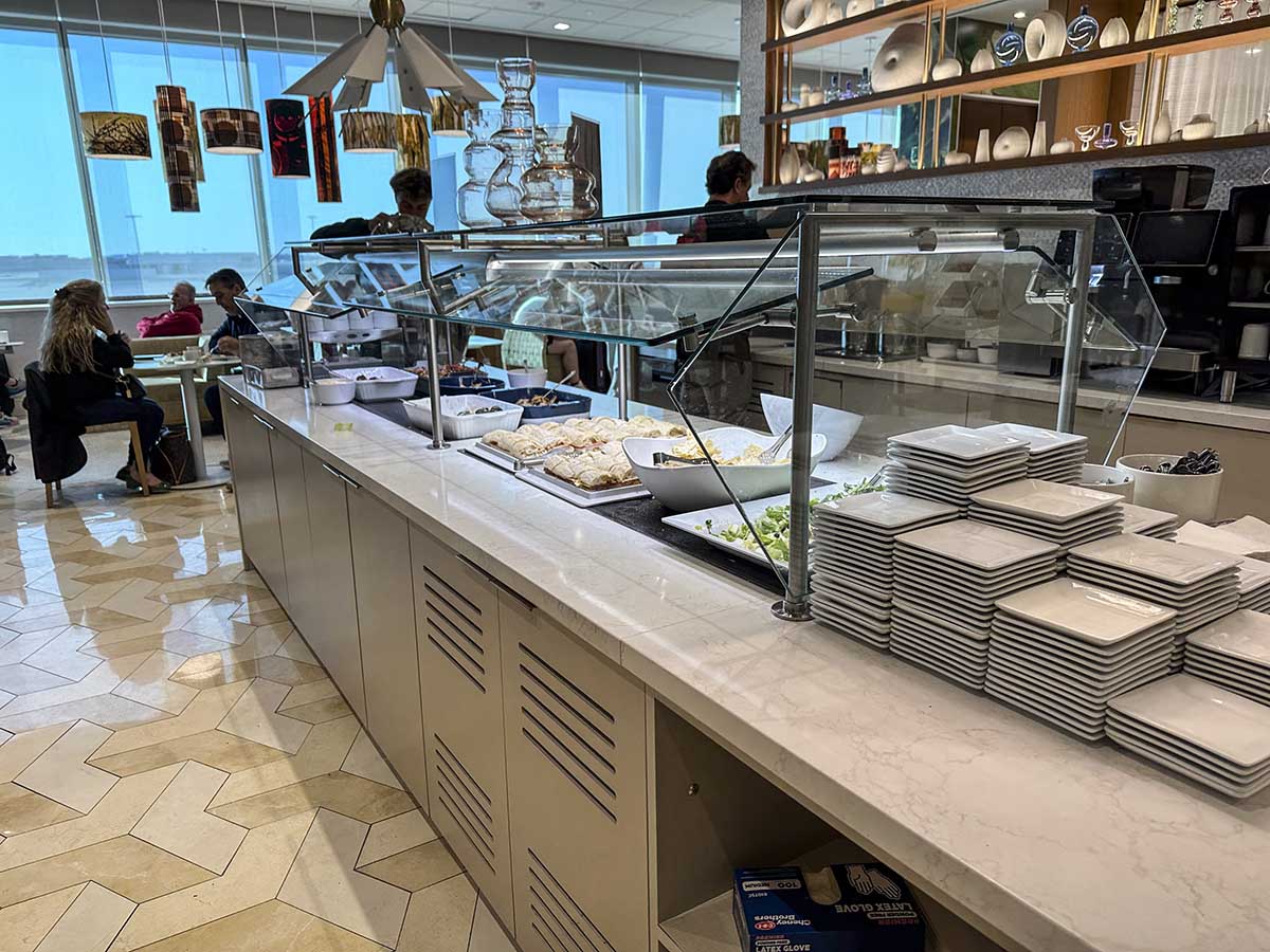 Self serve food bar in the Amex Escape Lounge FLL 