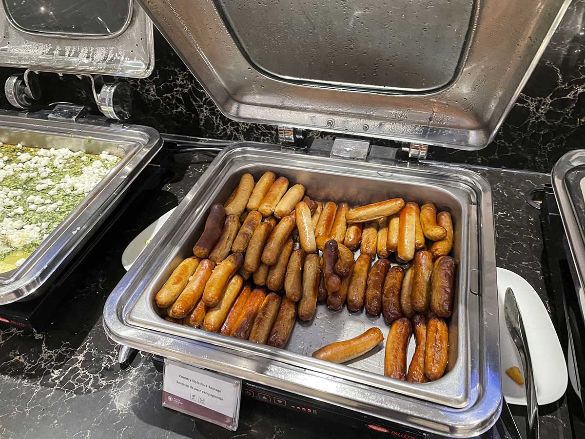 Plaza Premium Lounge YVR breakfast sausages