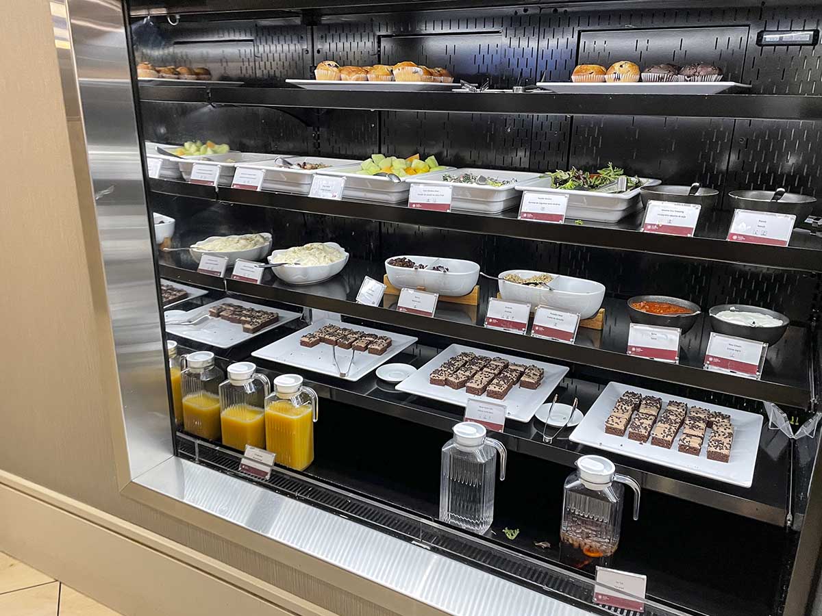 Plaza Premium Lounge YVR salads, desserts, and juices