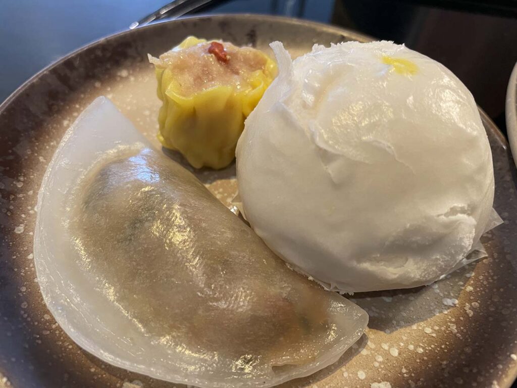 Hot dumplings that I ate in the Cathay Pacific The Pier Lounge Hong Kong