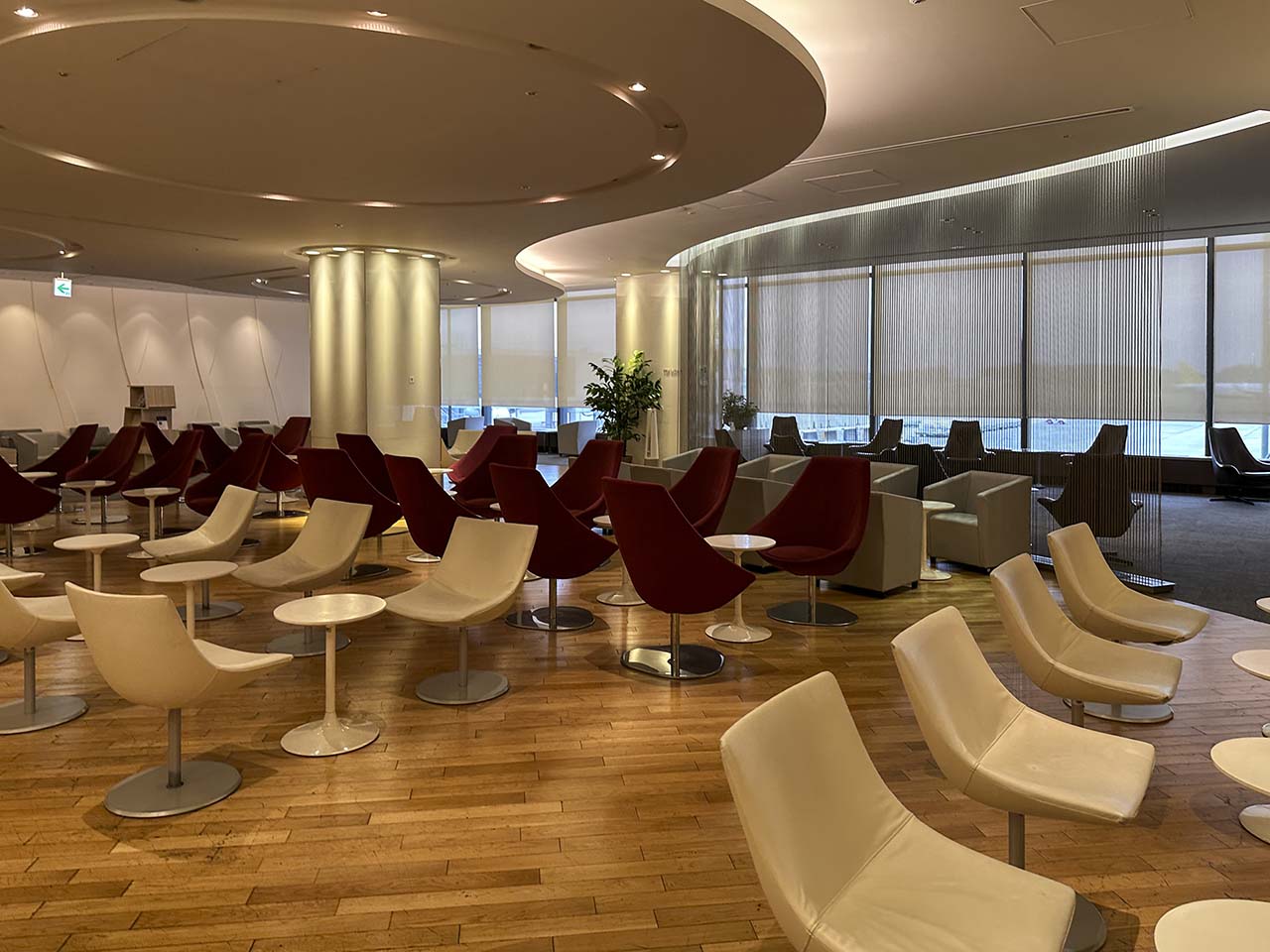 Tables and chairs in the Korean Air Lounge Terminal 1 Narita Airport