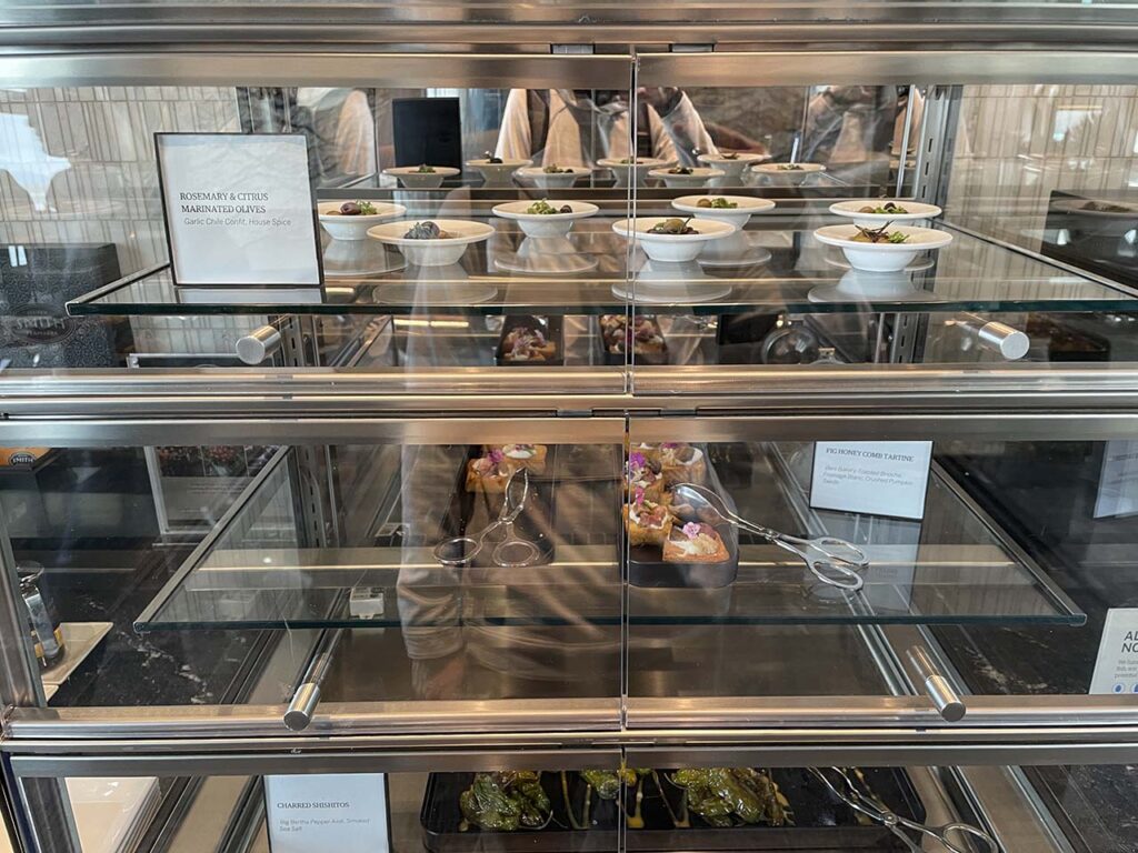Gourmet side dishes in the SLC Amex Lounge