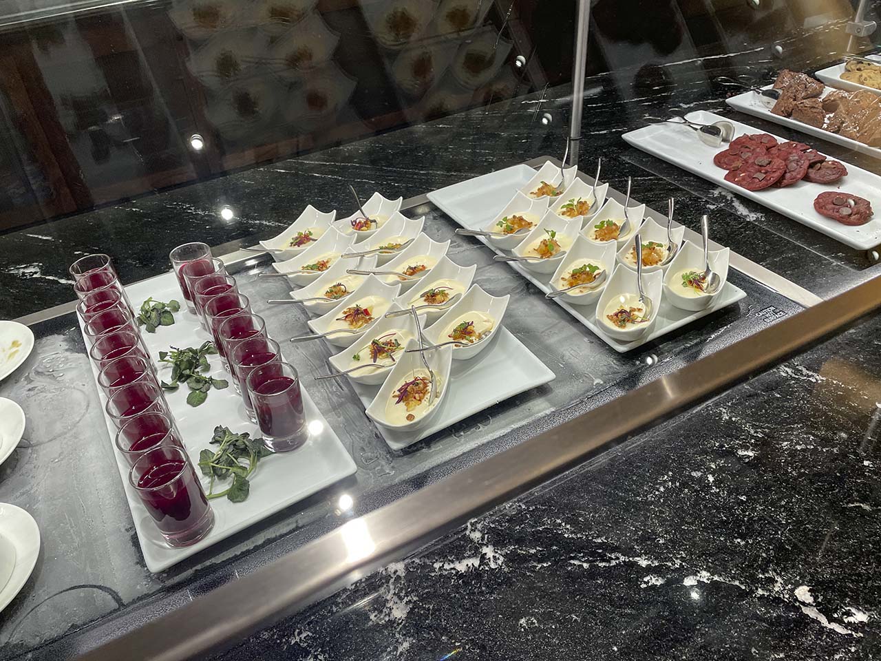 Freshly prepared dessert items in the SLC Amex Lounge