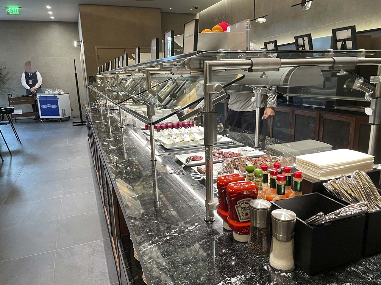 Self serve food bar inside of the SLC Amex Lounge